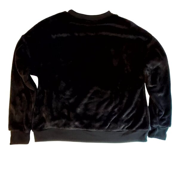 Justice Girls Black Velour Crewneck Sweatshirt  Multicolor Sequin Logo XL 16/18 - Picture 2 of 8